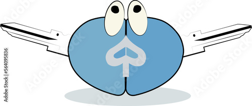 a combination of two scooter motorbike keys which become a character icon illustration