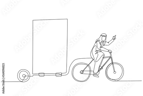arab man riding bicycle with billboard trailer concept of outdoor advertisement