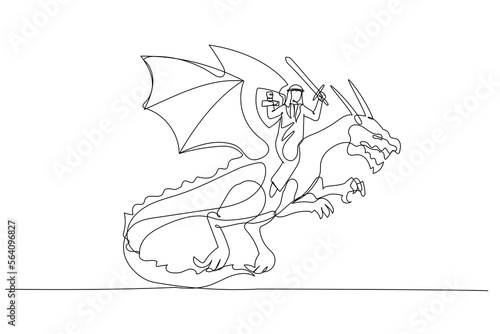 arab man riding a dragon concept of overcoming adversity and courage