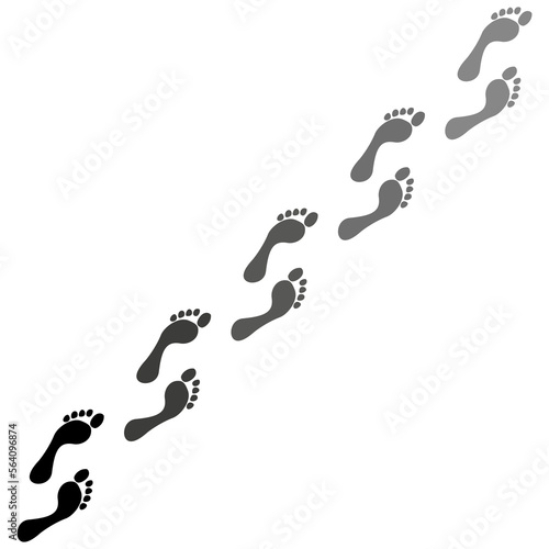 Footprints on white background. Vector illustration.