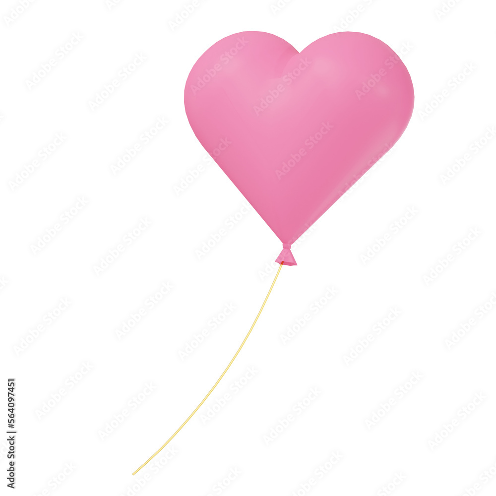 3d rendering of pink heart shaped balloon
