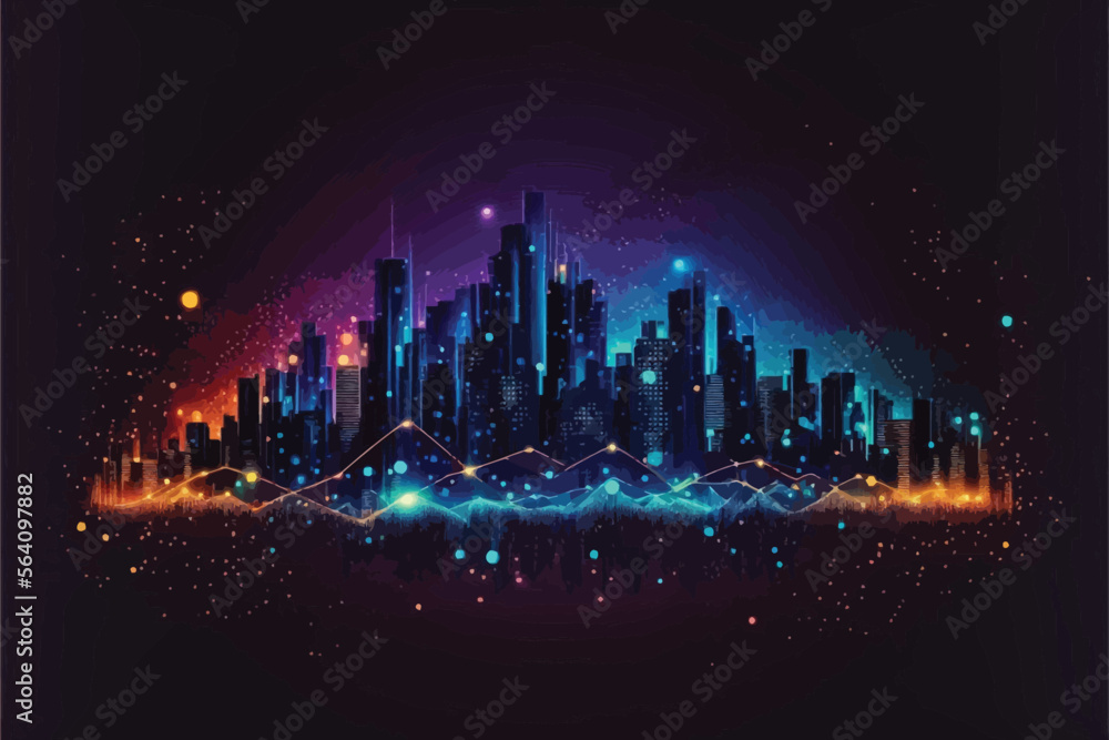 Abstract city background. Futuristic technology style. Vector illustration.