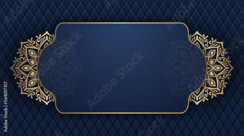 Blue background with golden mandala ornament