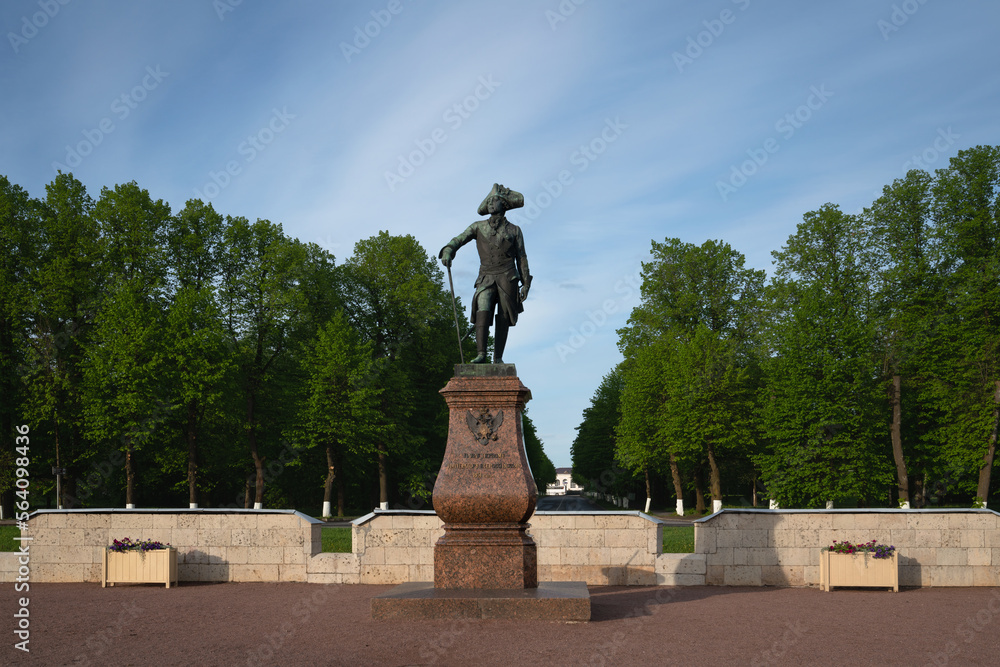 Monument to the Emperor of Russia Paul the First on a sunny summer day, Gatchina, Leningrad region, Russia