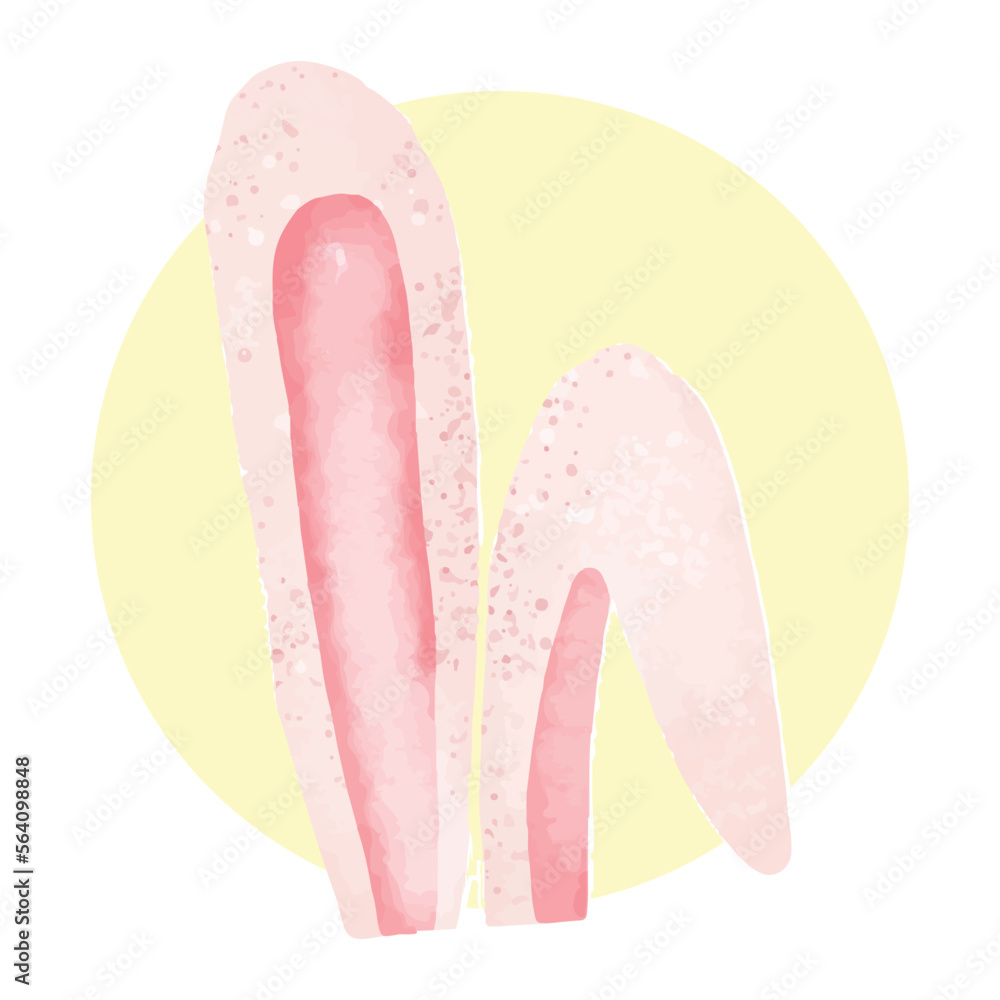 Watercolor ear rabbit kawaii isolated on white background. ear rabbit element. watercolor easter day with ear rabbit element