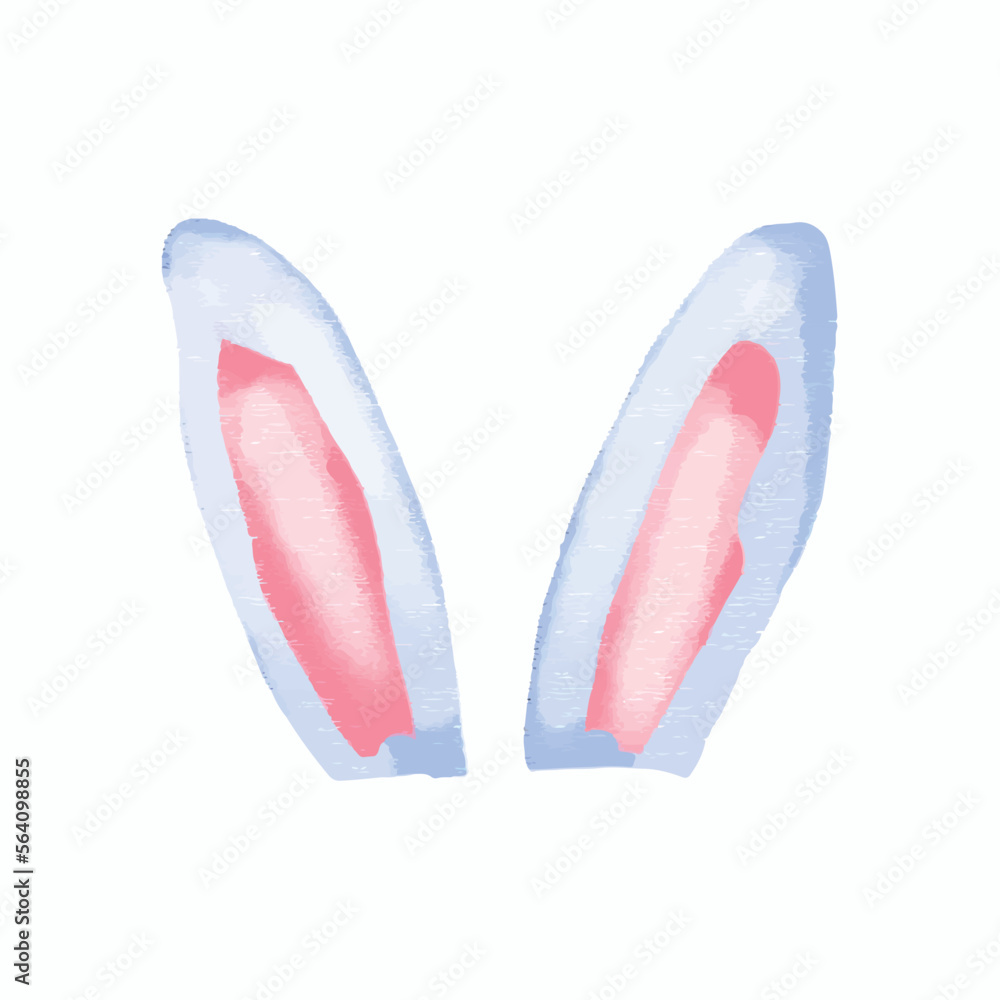 Watercolor ear rabbit kawaii isolated on white background. ear rabbit element. watercolor easter day with ear rabbit element Watercolor ear rabbit kawaii isolated on white background. ear rabbit element. watercolor easter day with ear rabbit element
