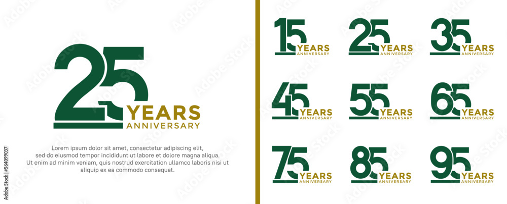 set of anniversary logo style green color on white background for celebration set of anniversary logo style green color on white background for celebration