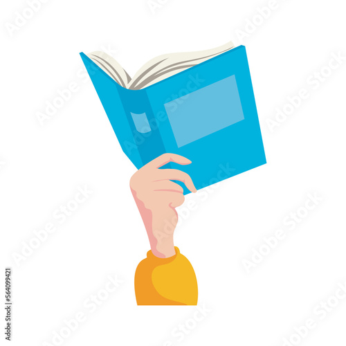 hand with blue book