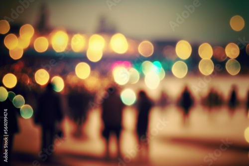 Wallpaper Mural Blur evening beach with beautiful bokeh with people background. generative ai. Torontodigital.ca