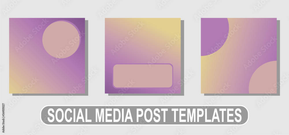 Social media post templates gradient violet vector design