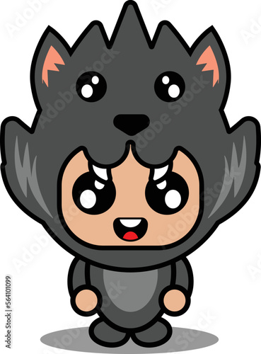 cartoon character vector illustration of cute wolf animal mascot costume