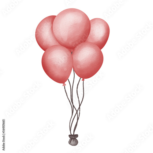 Valentines balloon in watercolor for decoration