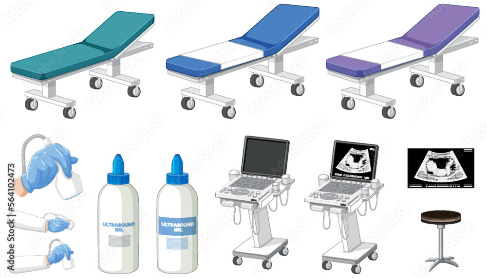 Set of medical instruments for pregnancy ultrasound Set of medical instruments for pregnancy ultrasound