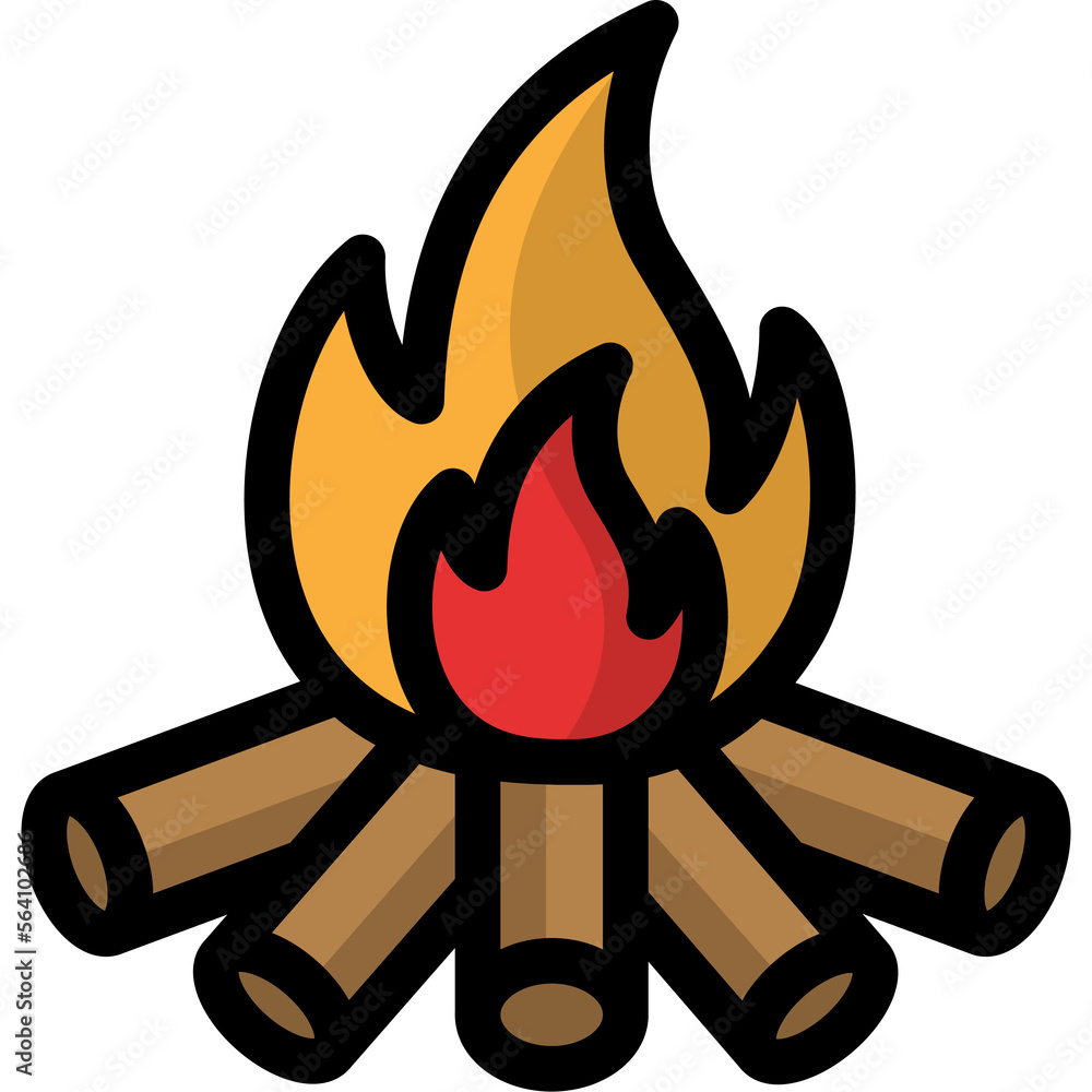 Campfire icon , fire pit, Lineal color style Campfire icon , fire pit, Lineal color style