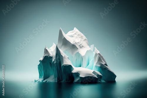 An abstract illustration of an iceberg floating in sea, Generative AI