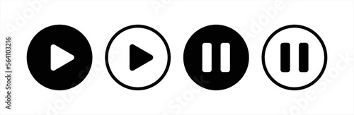 Media player icon. Music player icon. Media player icon PNG. Play and pause buttons sign. Play and pause buttons symbol. Vector illustration.