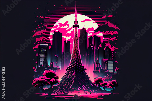 CN Tower Background Illustration. Generative Ai.