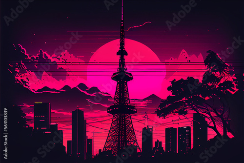 CN Tower Background Illustration. Generative Ai.