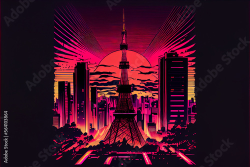 CN Tower Background Illustration. Generative Ai.