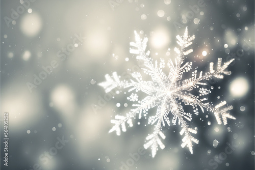 bokeh snowflakes on white background, Generative AI © Ydhimas