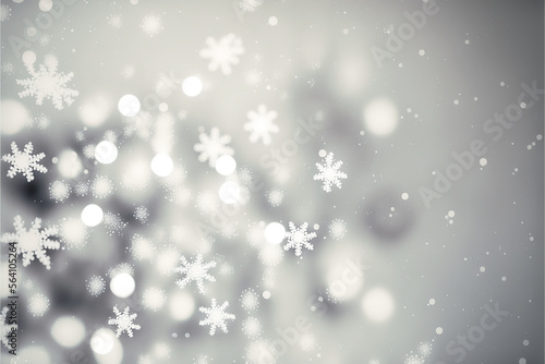 bokeh snowflakes on white background, Generative AI