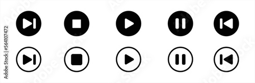 Play and pause icon set. Media player icon set. Music player icon set. Media player icon transparent PNG. Play and pause buttons sign. Play and pause buttons symbol. Vector illustration.