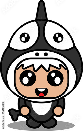 cartoon character vector illustration of cute whale animal mascot costume