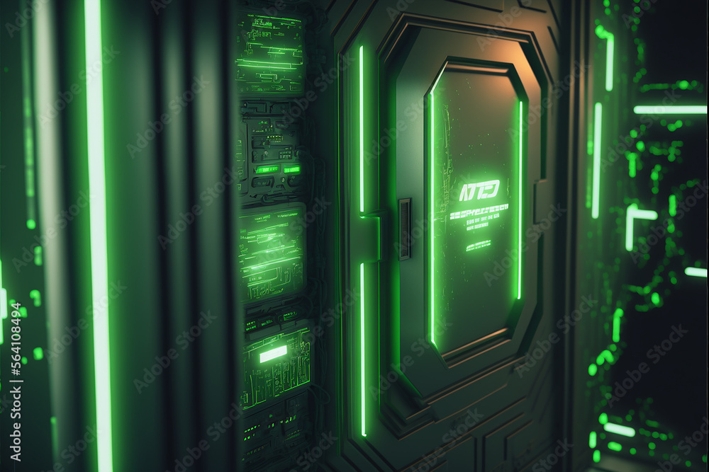 Cyber green sci-fi futuristic background. Generative AI Cyber green sci-fi futuristic background. Generative AI