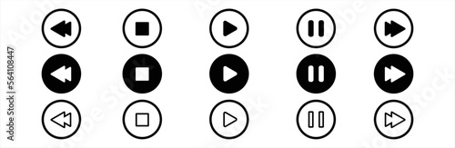 Free Download Play and pause icon set. Media player icon set. Music player icon set. Media player icon transparent PNG. Play and pause buttons sign. Play and pause buttons symbol. Vector illustration. - GFXLoad