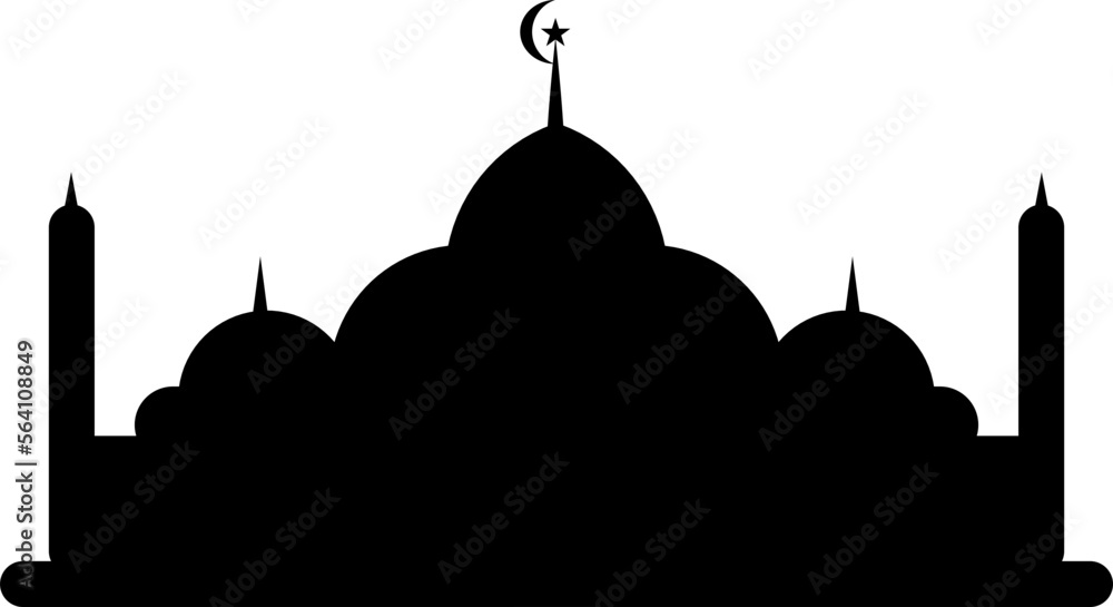 Mosque silhouette illustration. Islamic decoration. Islamic element