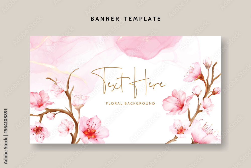 beautiful cherry blossom watercolor floral background