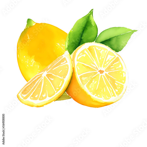 lemon digital drawing with watercolor style illustration