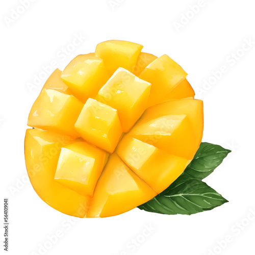 mango digital drawing with watercolor style illustration