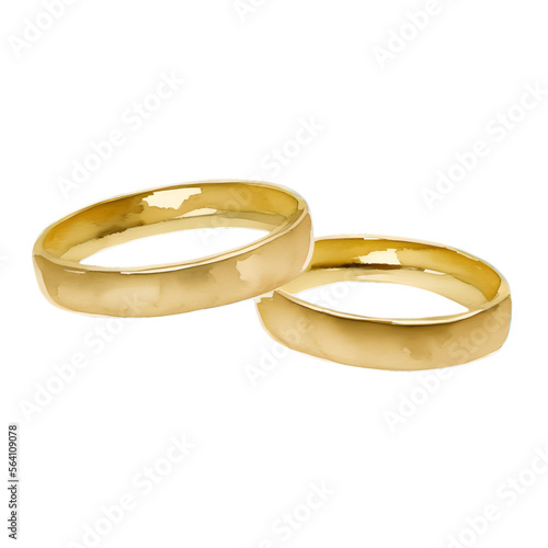 couple gold ring digital drawing with watercolor style illustration