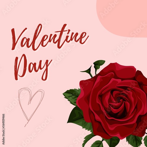 Greeting valentine day roses with heart.  Valentines greeting banners. Greeting templates valentine day 