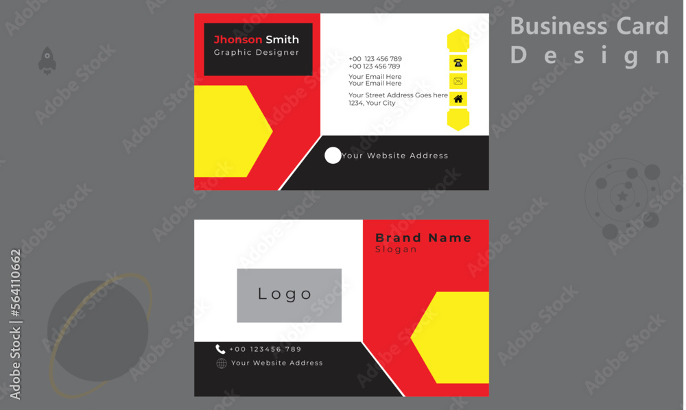 Innovative business card template with two sides