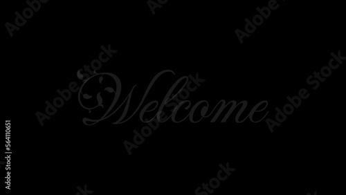 Welcome sign with red blue neon effect black background