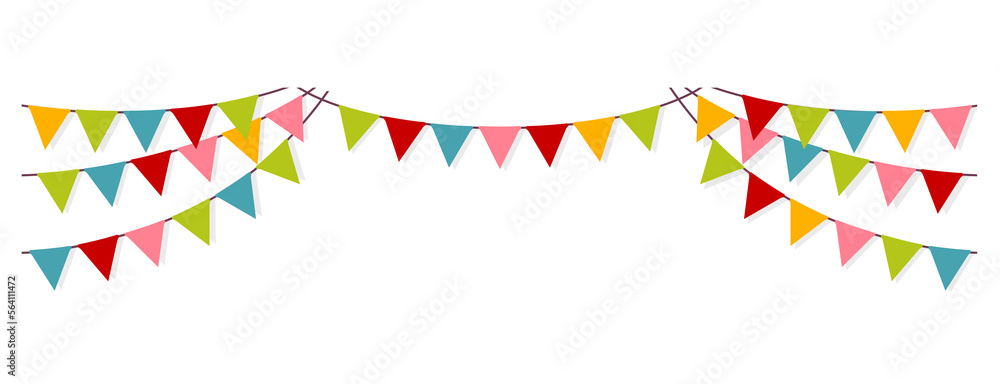 Bunting garland (pennant flags) decoration illustration	
 / png, no background - obrazy, fototapety, plakaty 