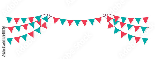 Bunting garland (pennant flags) decoration illustration	
 / png, no background