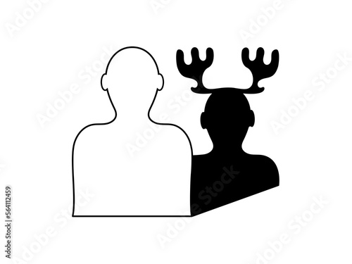 The man is a cuckold. Flat single color vector concept illustration.
