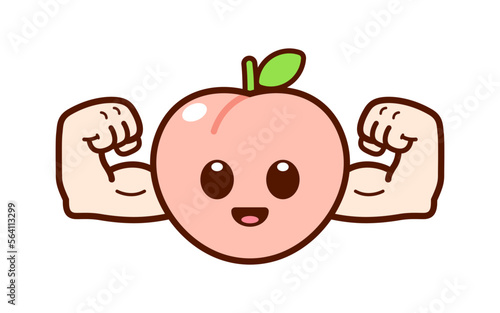 Cute Strong Peach Character Illustration