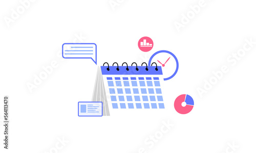 Business management illustration set. planning work tasks, managing inbox emails, making schedule using calendar. Time, schedule and email management concept. Vector illustration