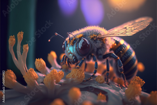 macro photography bee. Generative AI