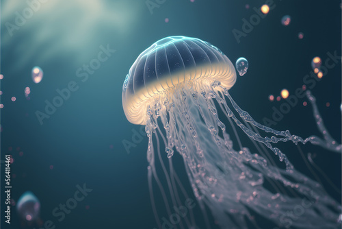 macro photography jellyfish. Generative AI © Putrasatria