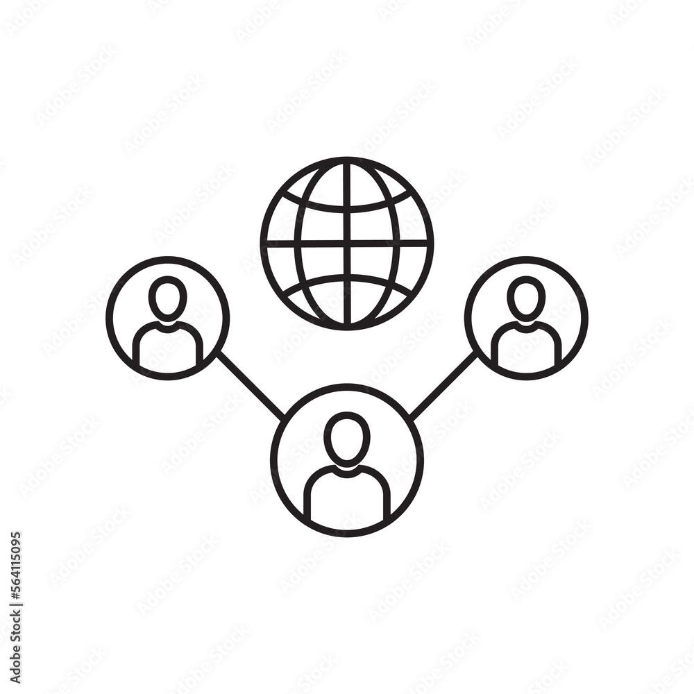 outsourcing line icon with people outsourcing line icon with people