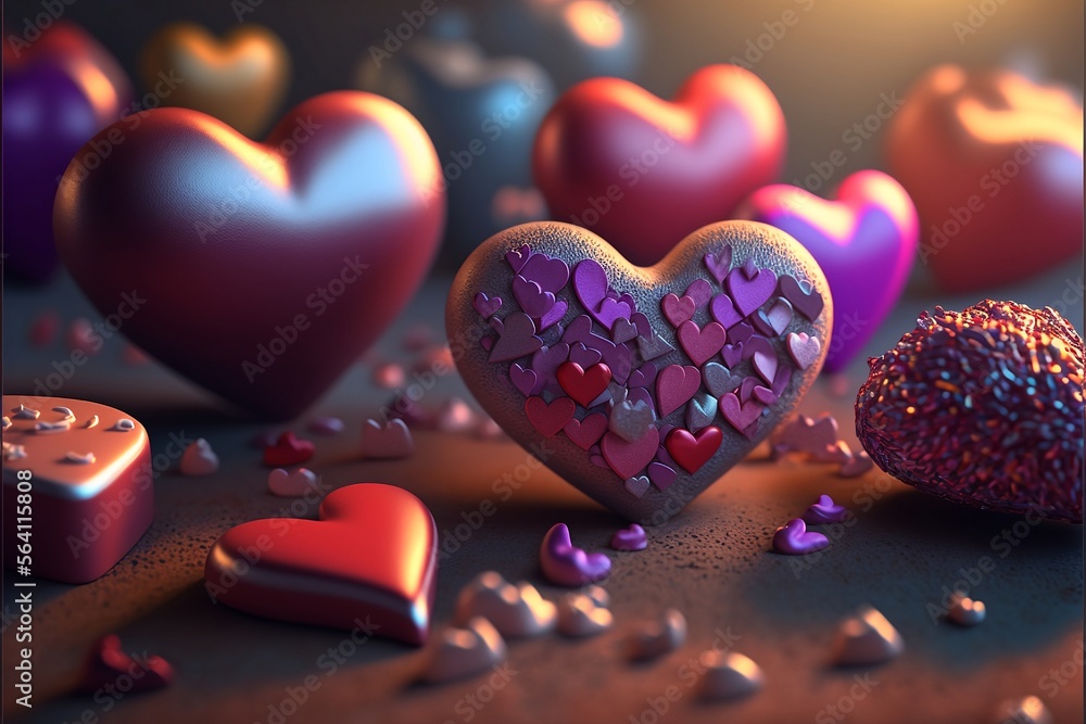 valentines background with hearts ,Valentine's and love concept,Generative AI