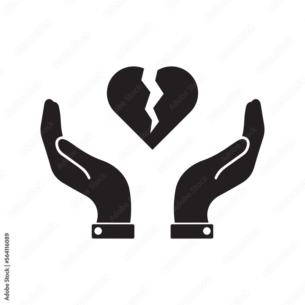 Fototapeta premium Broken heart icon. Vector icon isolated on white background.