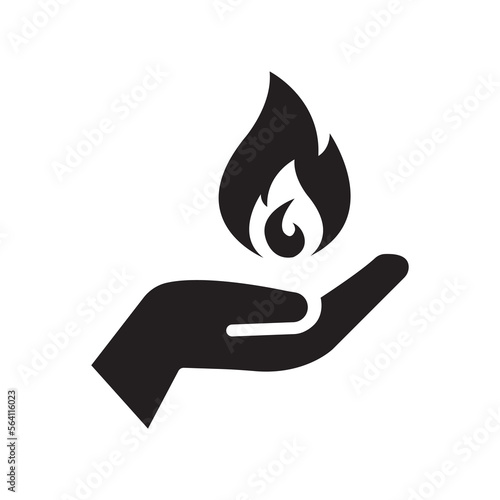 hand holding a fire icon, flat design best vector icon