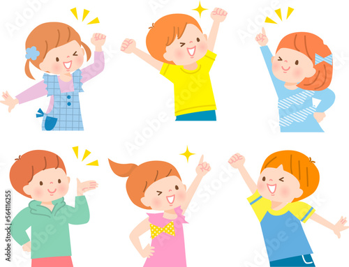 元気な子供達のベクターイラストセット