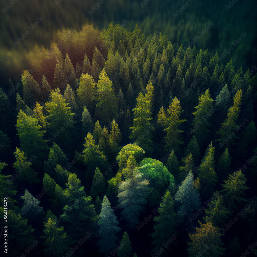 Aerial View of Boreal Forest: Green Canopy and Nature's Beauty Generative Aerial View of Boreal Forest: Green Canopy and Nature's Beauty Generative